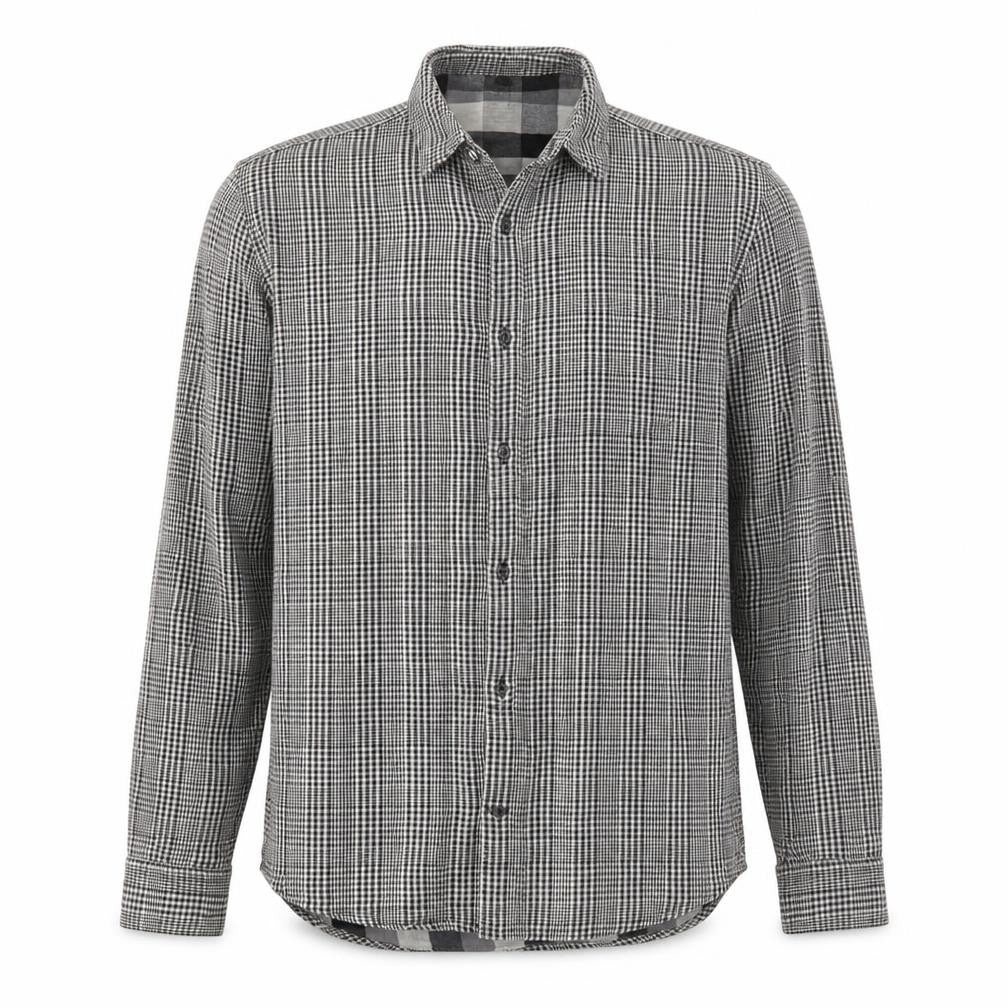 River Island Mens Black Check Cotton  Button-Up Size S Collared Button