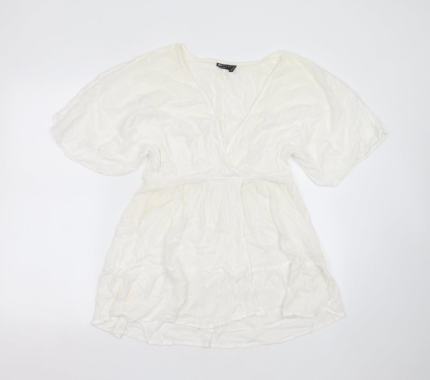 ASOS Womens White  Viscose Basic Blouse Size 12 V-Neck