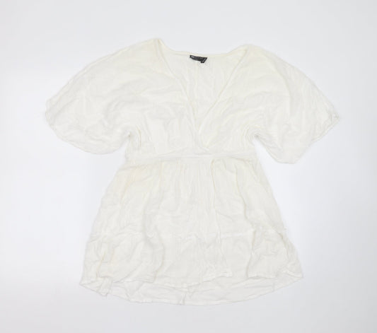 ASOS Womens White  Viscose Basic Blouse Size 12 V-Neck
