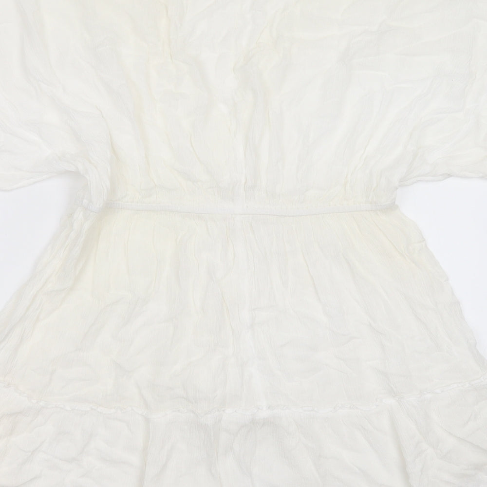 ASOS Womens White  Viscose Basic Blouse Size 12 V-Neck