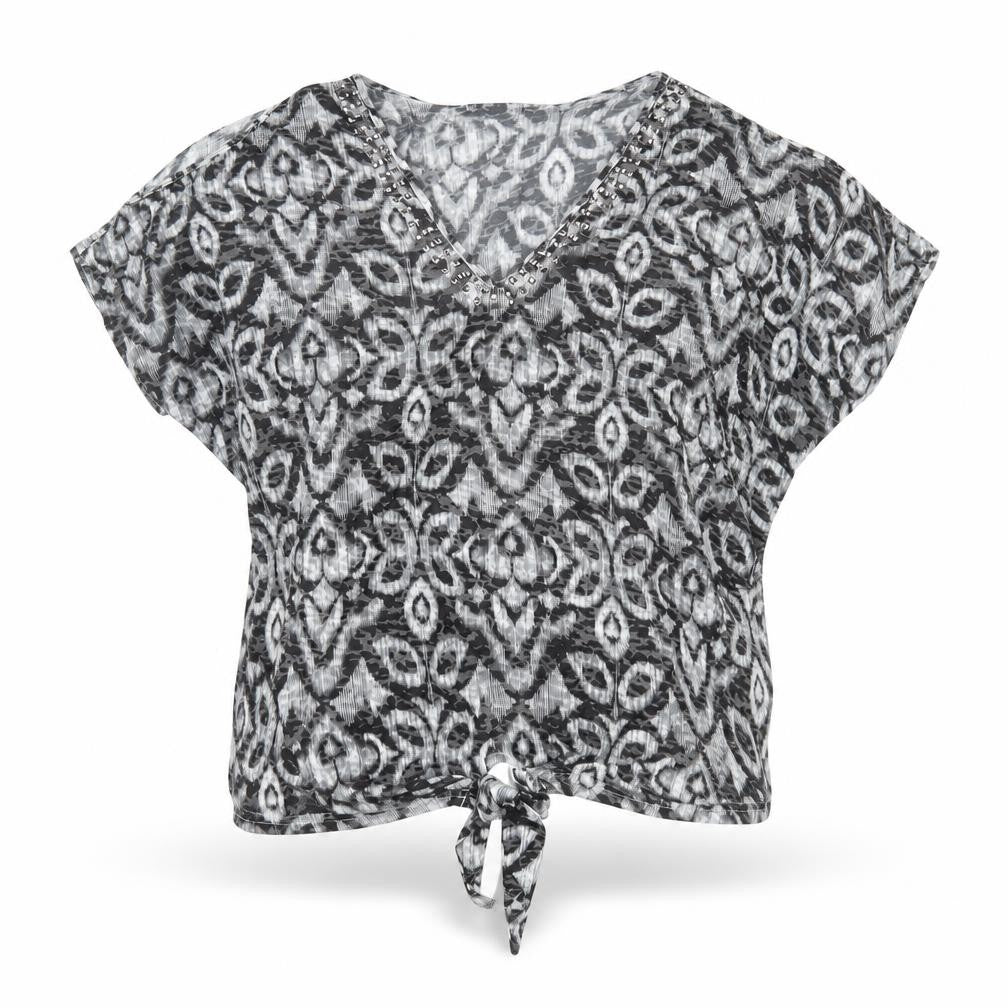 Wallis Womens Black Geometric Polyester Basic Blouse Size S Roll Neck - beaded detail