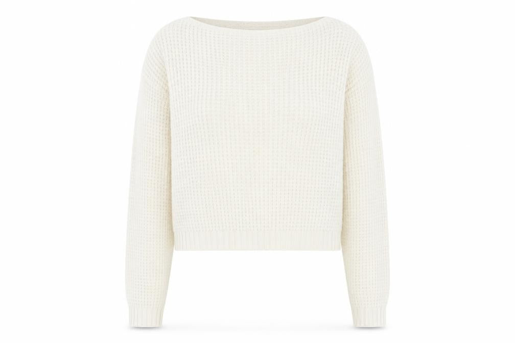 Boohoo Womens Ivory Round Neck  Acrylic Pullover Jumper Size S