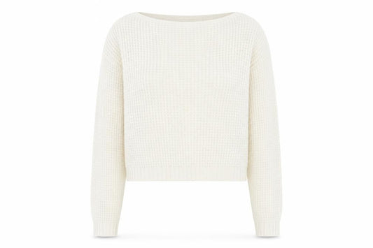 Boohoo Womens Ivory Round Neck  Acrylic Pullover Jumper Size S