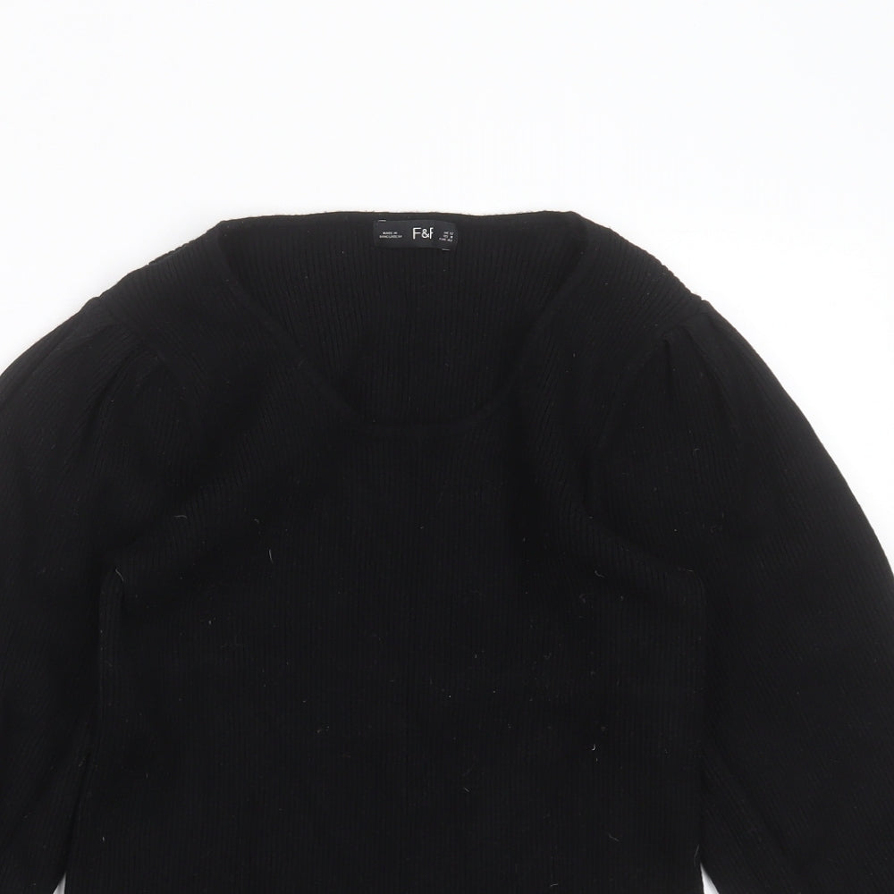 F&F Womens Black Round Neck  Viscose Pullover Jumper Size 12