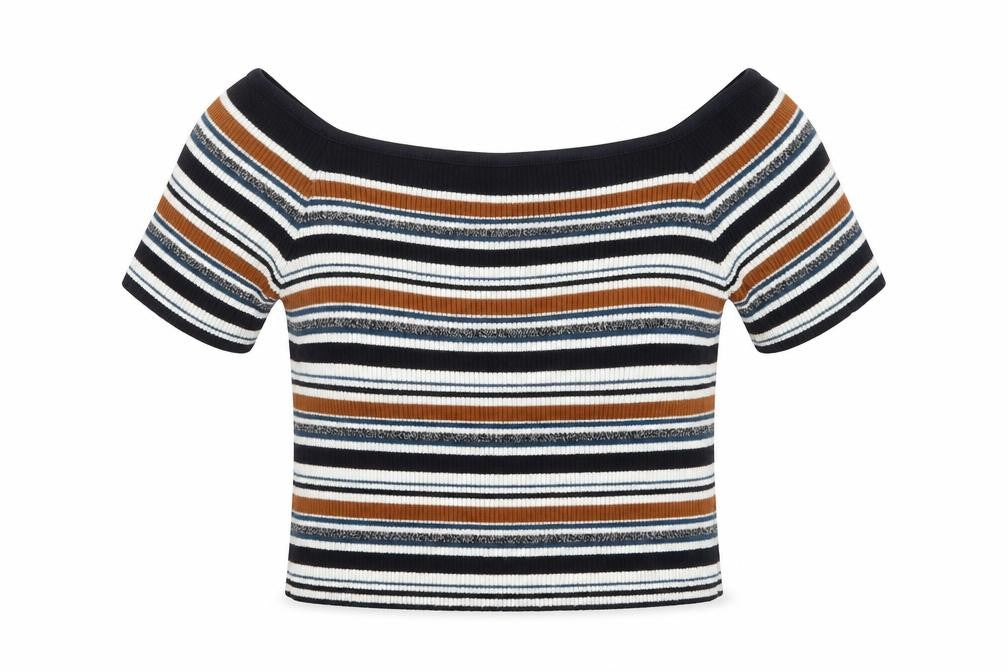 Primark Womens Blue Round Neck Striped Cotton Pullover Jumper Size 12