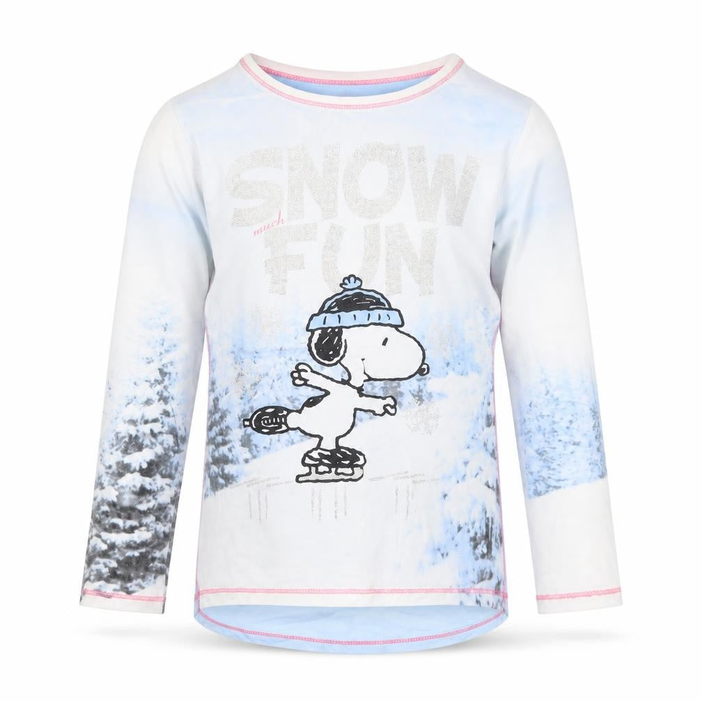 Peanuts Girls White Solid Cotton Blend Top Pyjama Top Size 9-10 Years   - snow much fun
