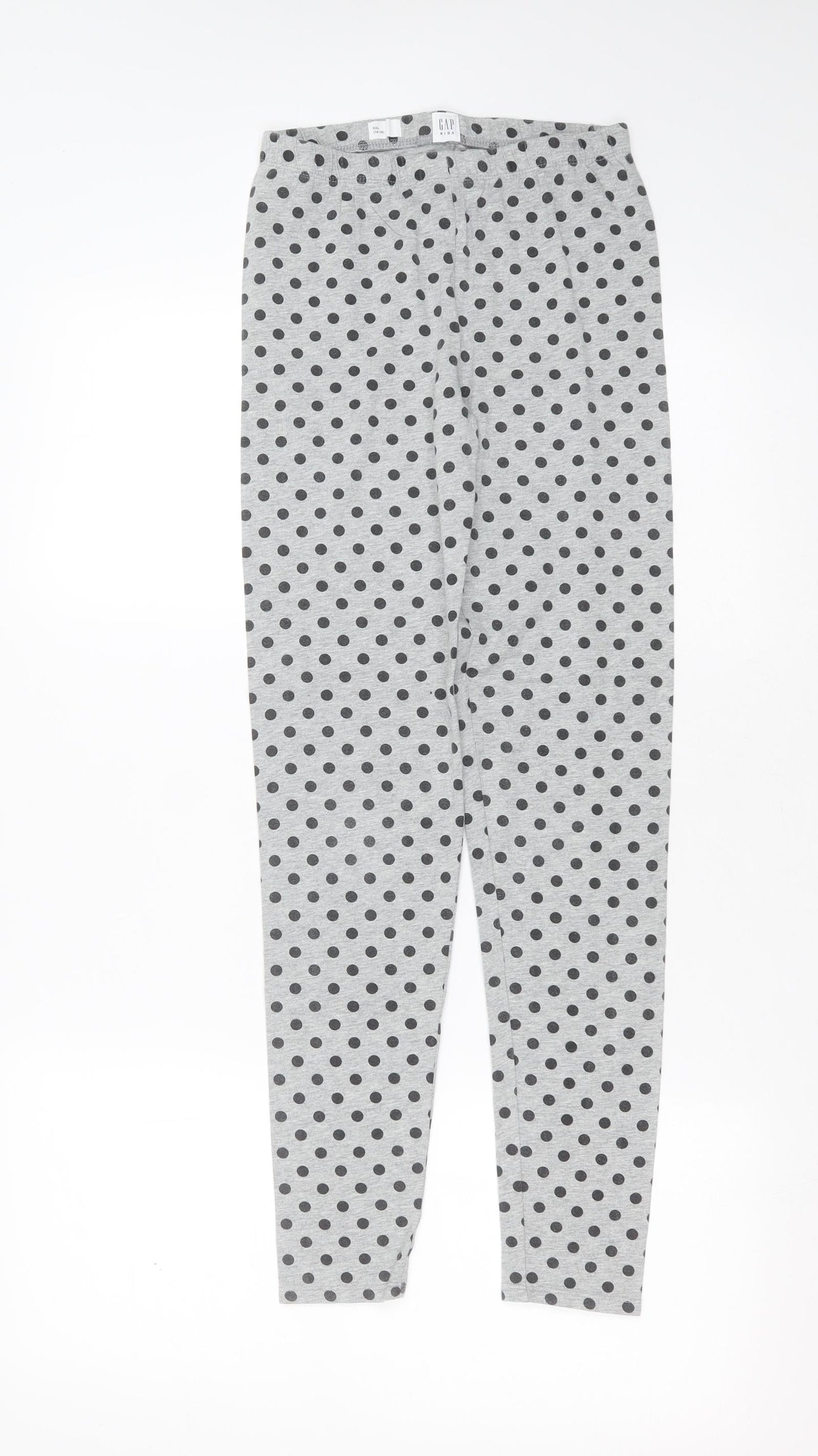 GapKids Girls Grey Polka Dot Cotton Carrot Trousers Size 14-15 Years  Extra-Slim  - leggings
