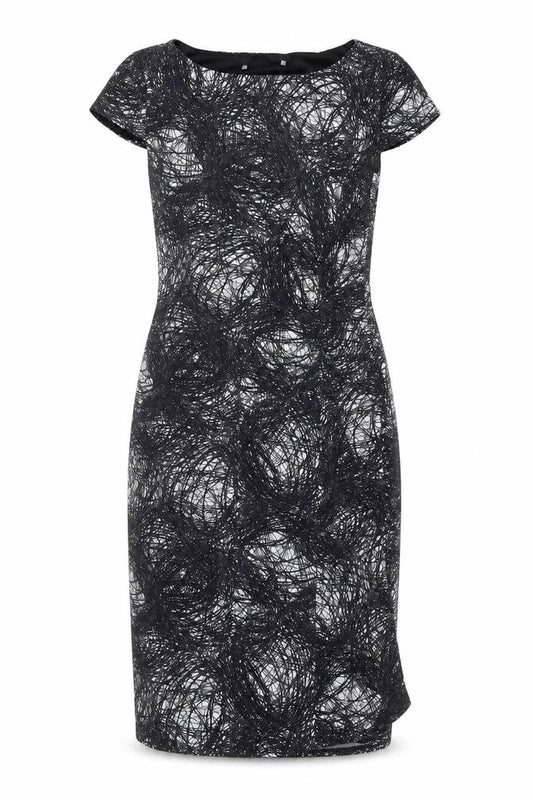 Womens Blue Geometric Polyester Pencil Dress  Size 10  Round Neck
