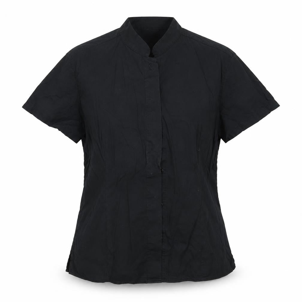 Bargear Womens Black  Cotton Basic Button-Up Size 10 Round Neck