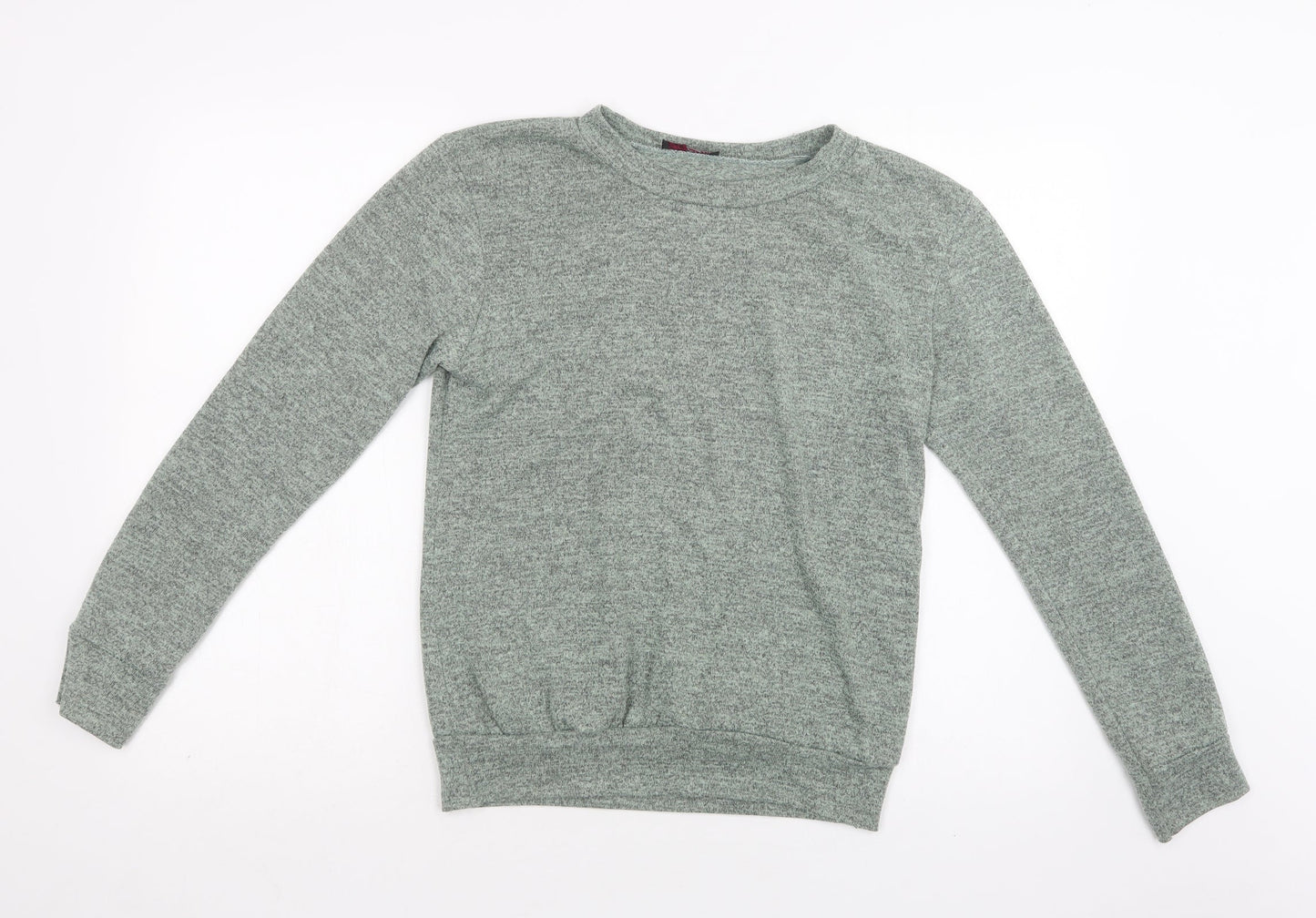 Silk Womens Green  Polyester Basic Blouse Size M Crew Neck