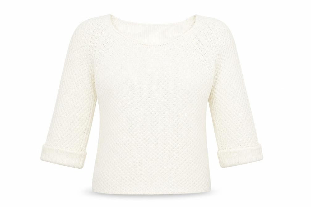 Miso Womens Ivory Square Neck  Acrylic Pullover Jumper Size 8