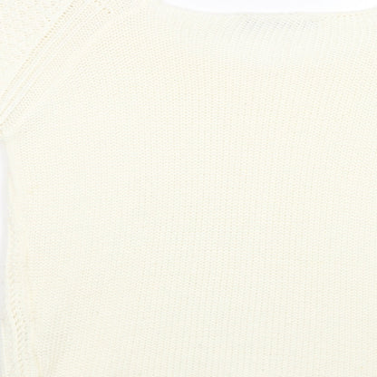 Miso Womens Ivory Square Neck  Acrylic Pullover Jumper Size 8