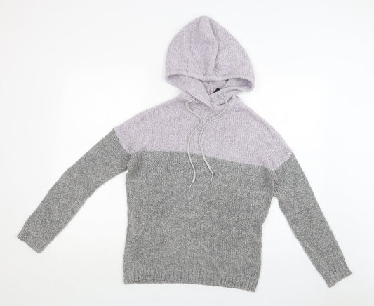 FA Sister Womens Grey Colourblock Polyacrylate Fibre Pullover Hoodie Size S