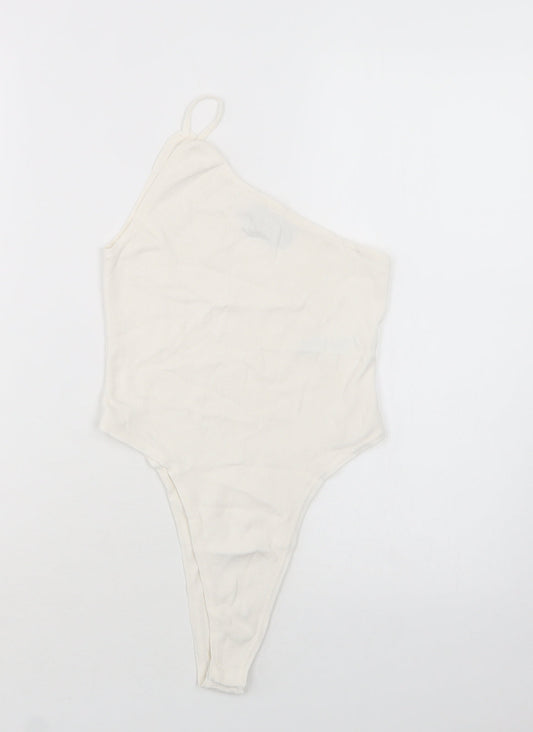 ASOS Womens Ivory  Viscose Bodysuit One-Piece Size 12  Snap