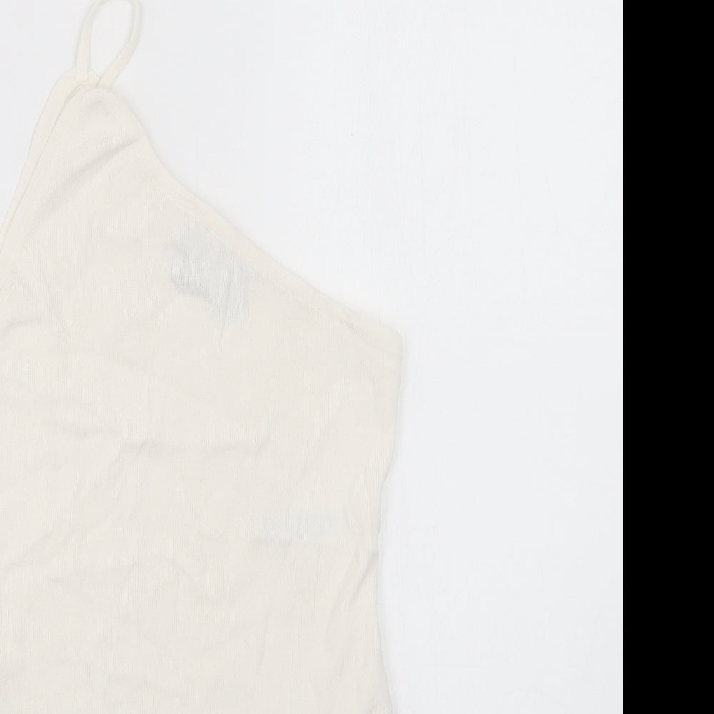 ASOS Womens Ivory  Viscose Bodysuit One-Piece Size 12  Snap