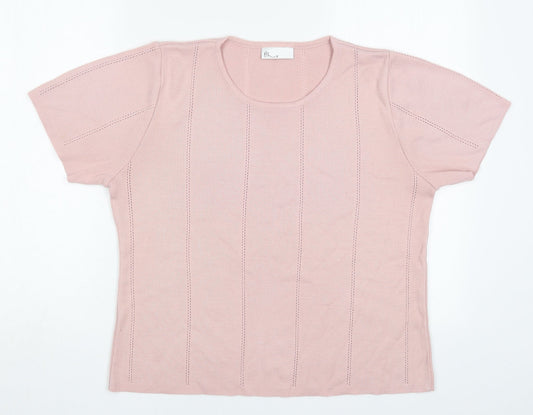 BHS Womens Pink Round Neck  Acrylic Pullover Jumper Size 16