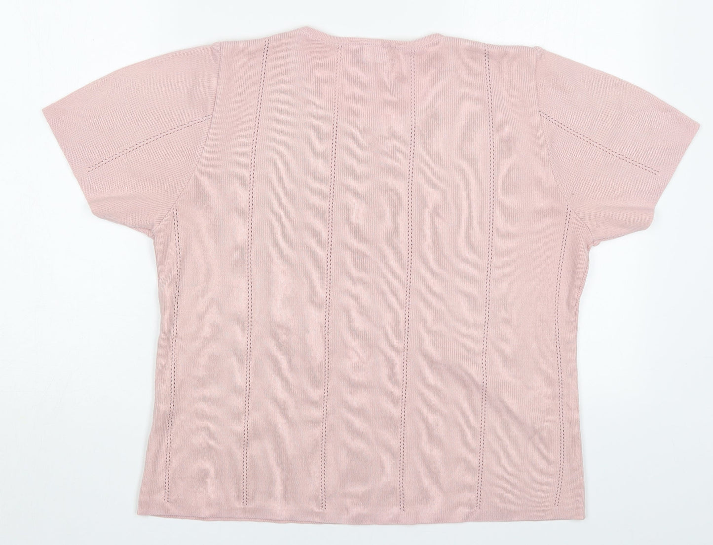 BHS Womens Pink Round Neck  Acrylic Pullover Jumper Size 16