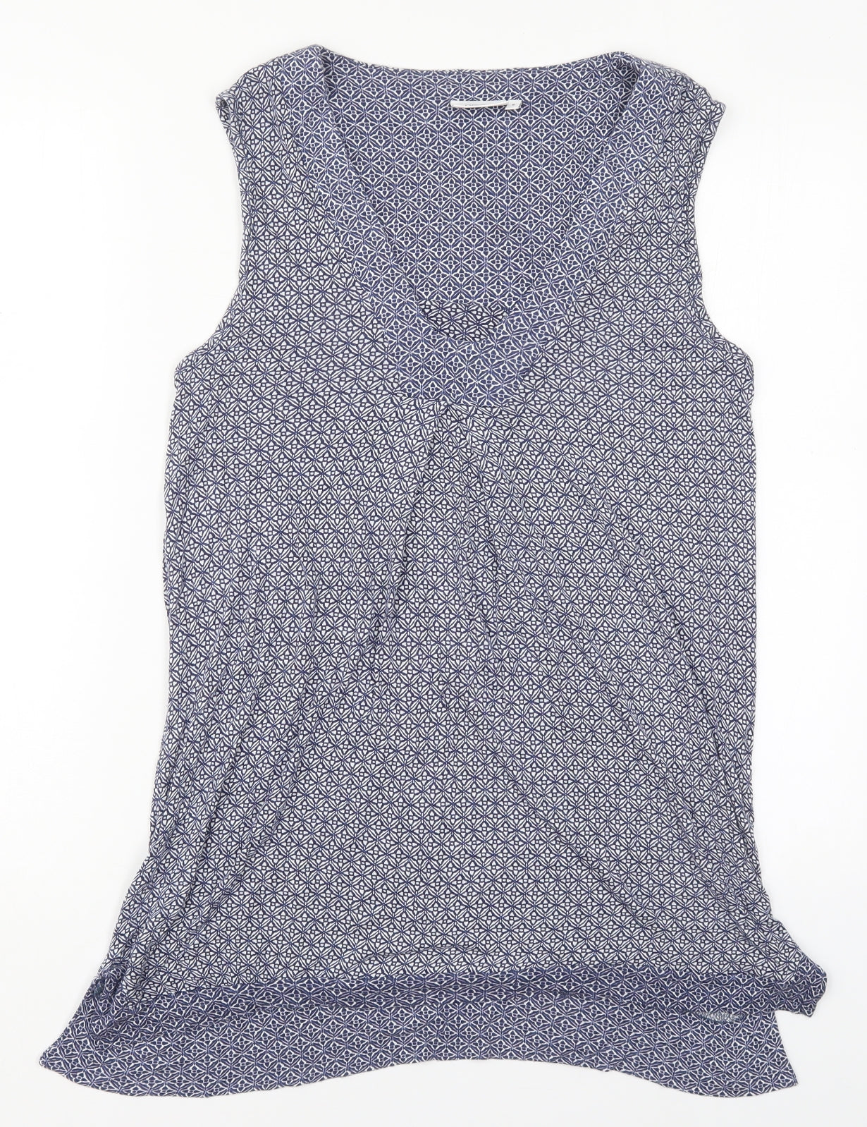 NEXT Womens Blue Geometric Viscose Basic Tank Size 10 V-Neck