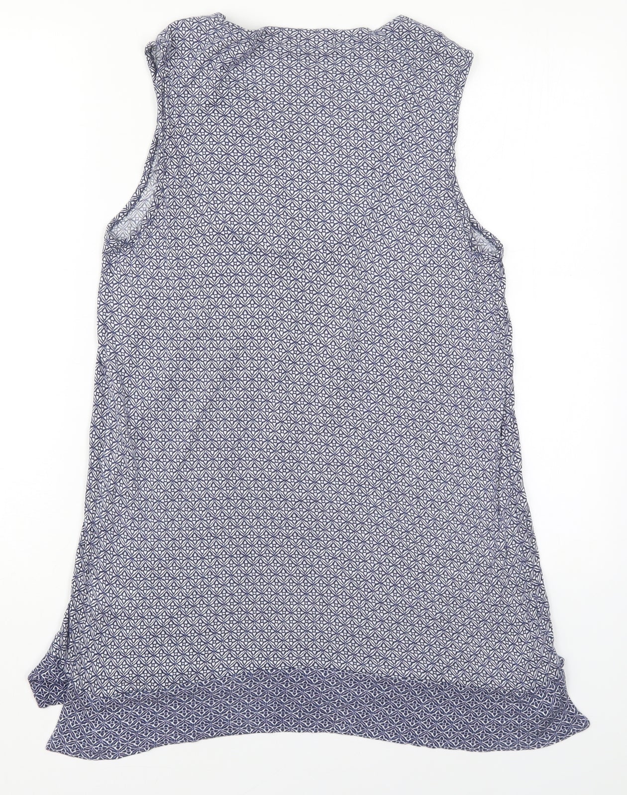 NEXT Womens Blue Geometric Viscose Basic Tank Size 10 V-Neck