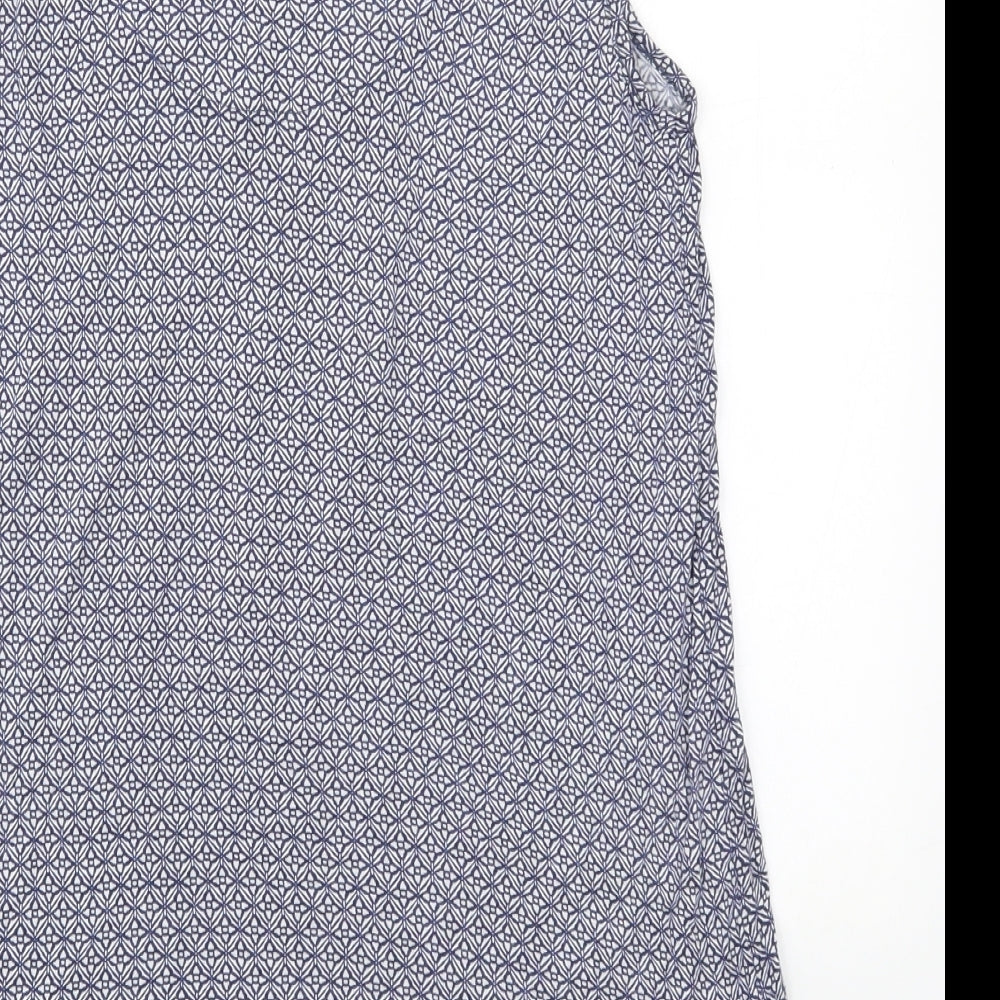 NEXT Womens Blue Geometric Viscose Basic Tank Size 10 V-Neck