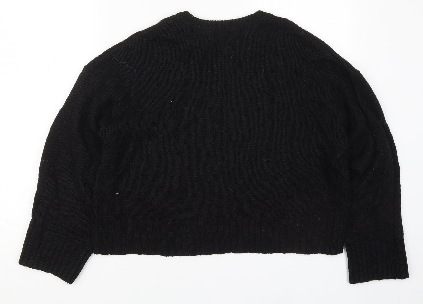 New Look Womens Black Round Neck  Acrylic Pullover Jumper Size L