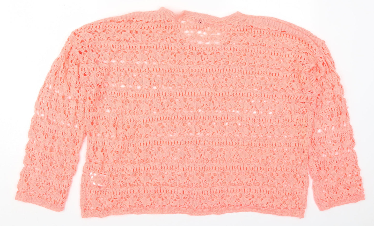 Peacocks Womens Pink Round Neck  Acrylic Pullover Jumper Size L
