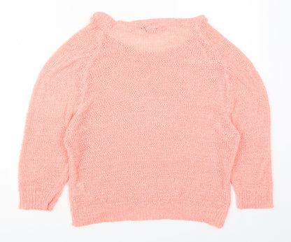 Select Womens Pink Round Neck  Acrylic Pullover Jumper Size 10