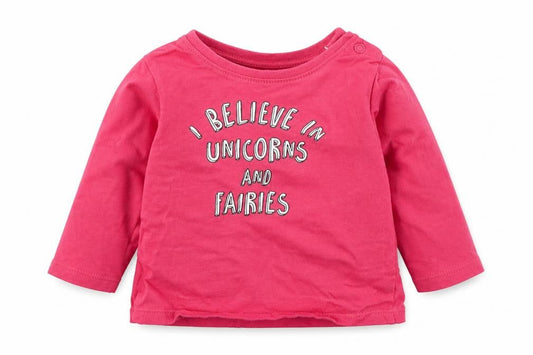 Primark Girls Pink  Cotton Basic T-Shirt Size 3-6 Months Crew Neck Pullover - I Believe in Unicorns and Fairies