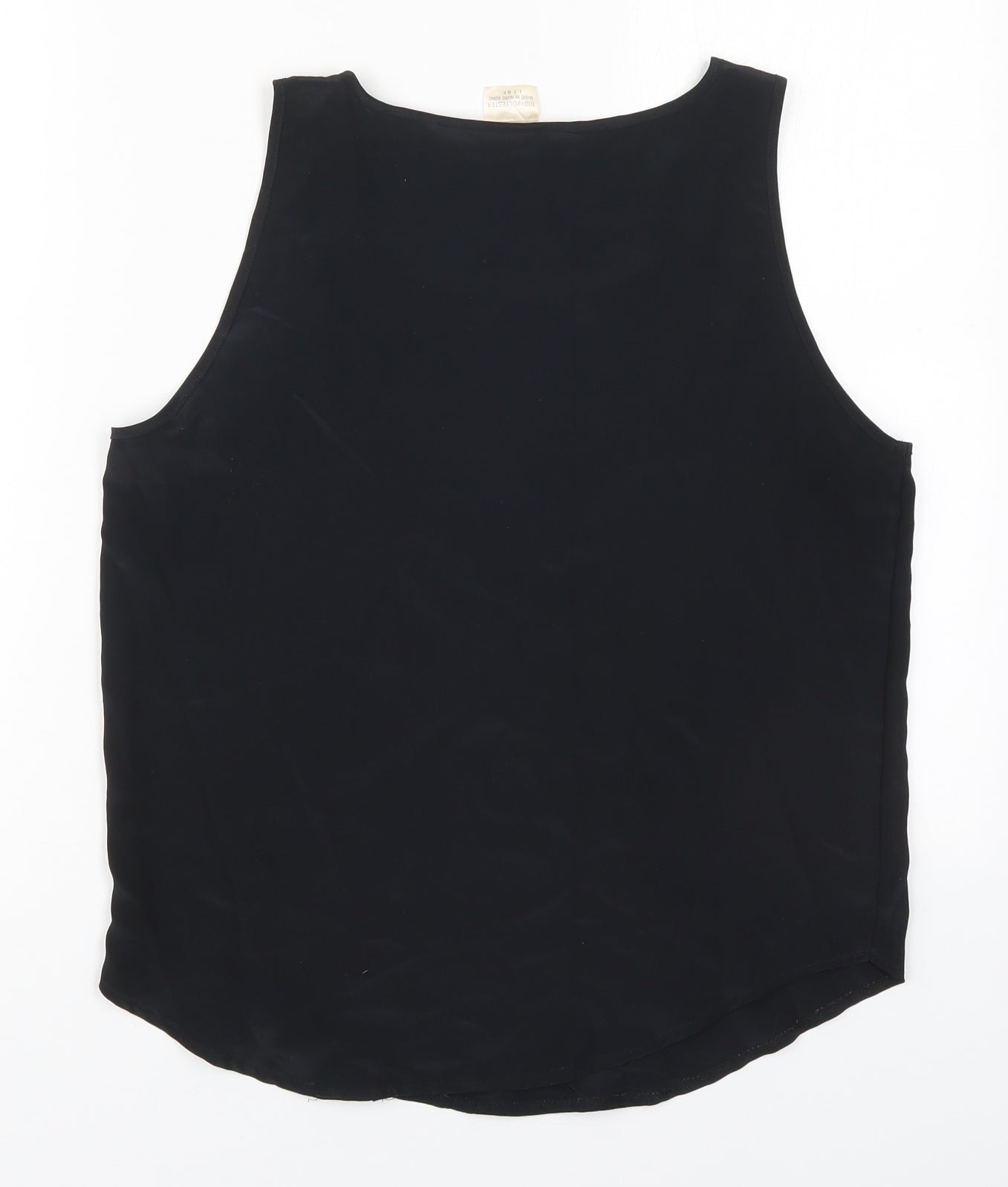 Preworn Womens Black  Polyester Basic Tank Size 12 Round Neck