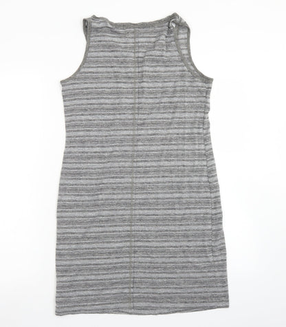 Next Womens Grey Striped Polyester Bodycon  Size 8  Round Neck
