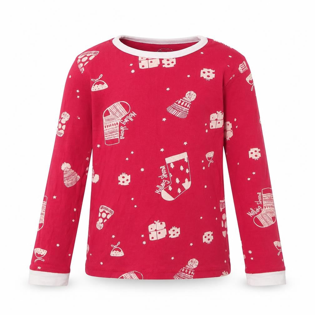 Leigh Tucker Girls Red  Cotton Basic T-Shirt Size 6 Years Round Neck  - Christmas Pyjama