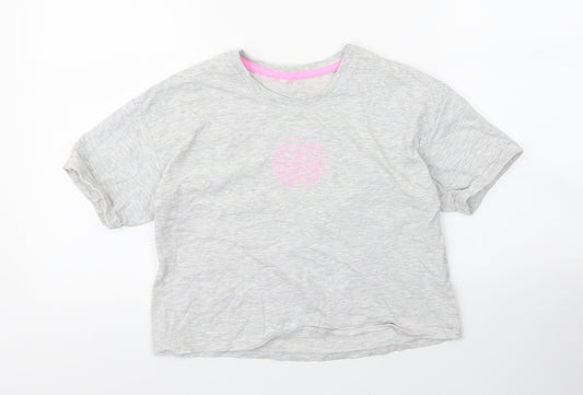 George Girls Grey  Cotton Cropped Blouse Size 9 Years Round Neck