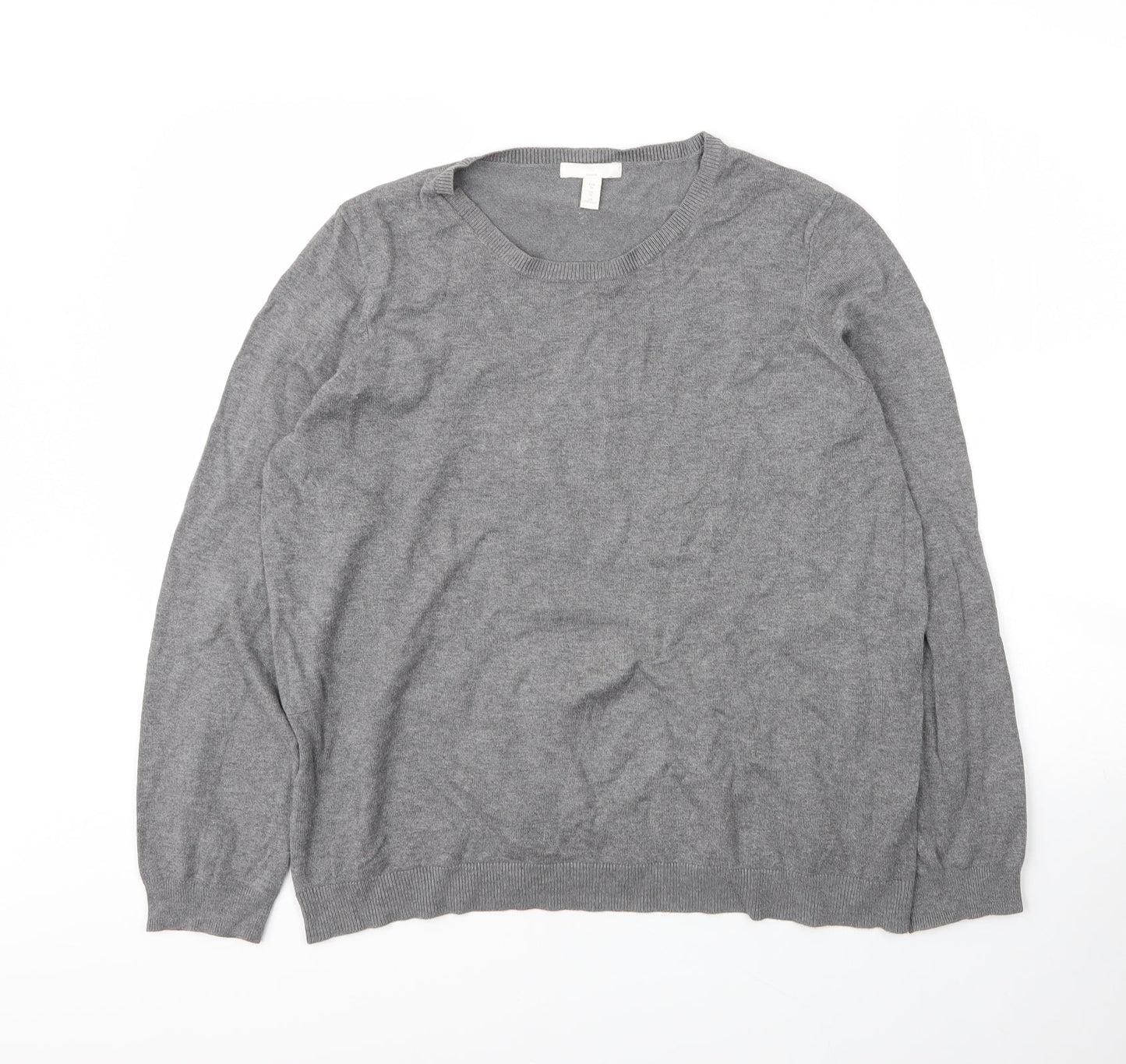 H&M Mens Grey Round Neck  Viscose Pullover Jumper Size XL