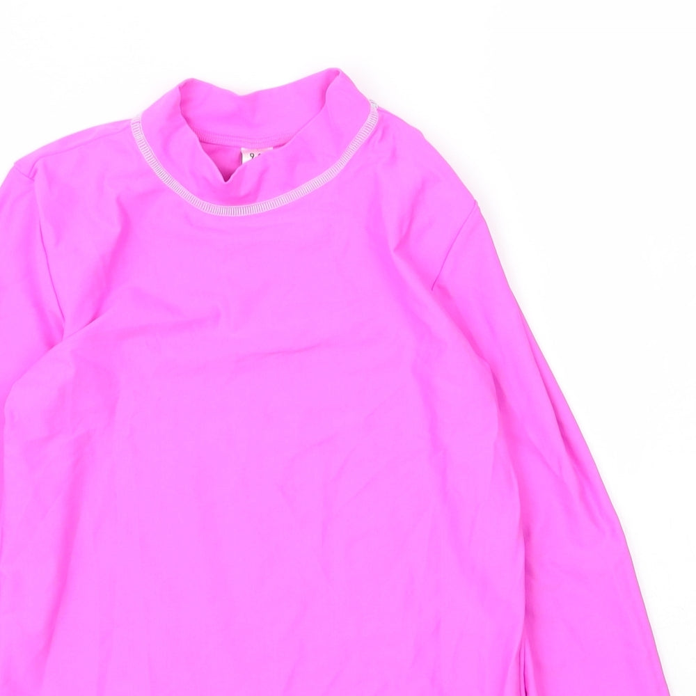 George Girls Pink  Polyester Basic T-Shirt Size 9 Years Mock Neck