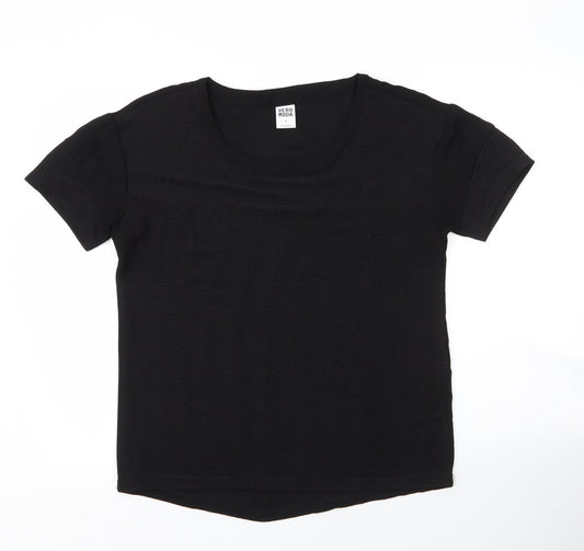 Vera Moda Womens Black  Polyester Basic Blouse Size M Round Neck