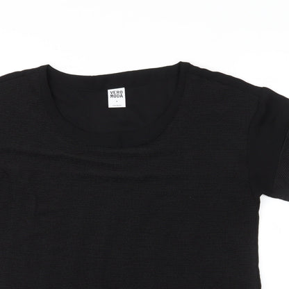 Vera Moda Womens Black  Polyester Basic Blouse Size M Round Neck
