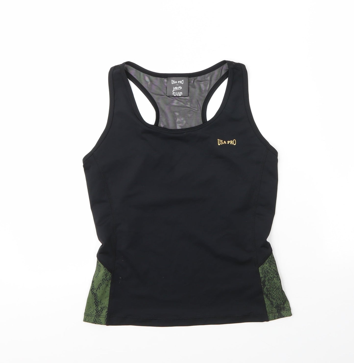 USA Pro Girls Black  Polyester Basic Tank Size 11 Years Round Neck