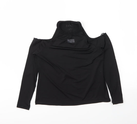 USA Pro Girls Black  Polyester Basic T-Shirt Size 10 Years Round Neck
