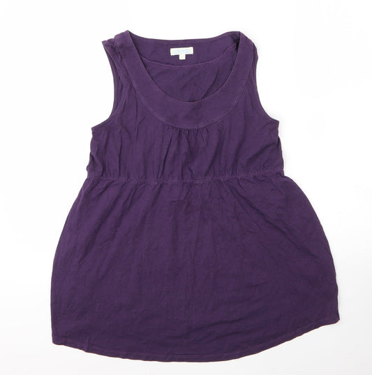 JoJo Maman Bébé Womens Purple  Cotton Tunic Blouse Size S Round Neck