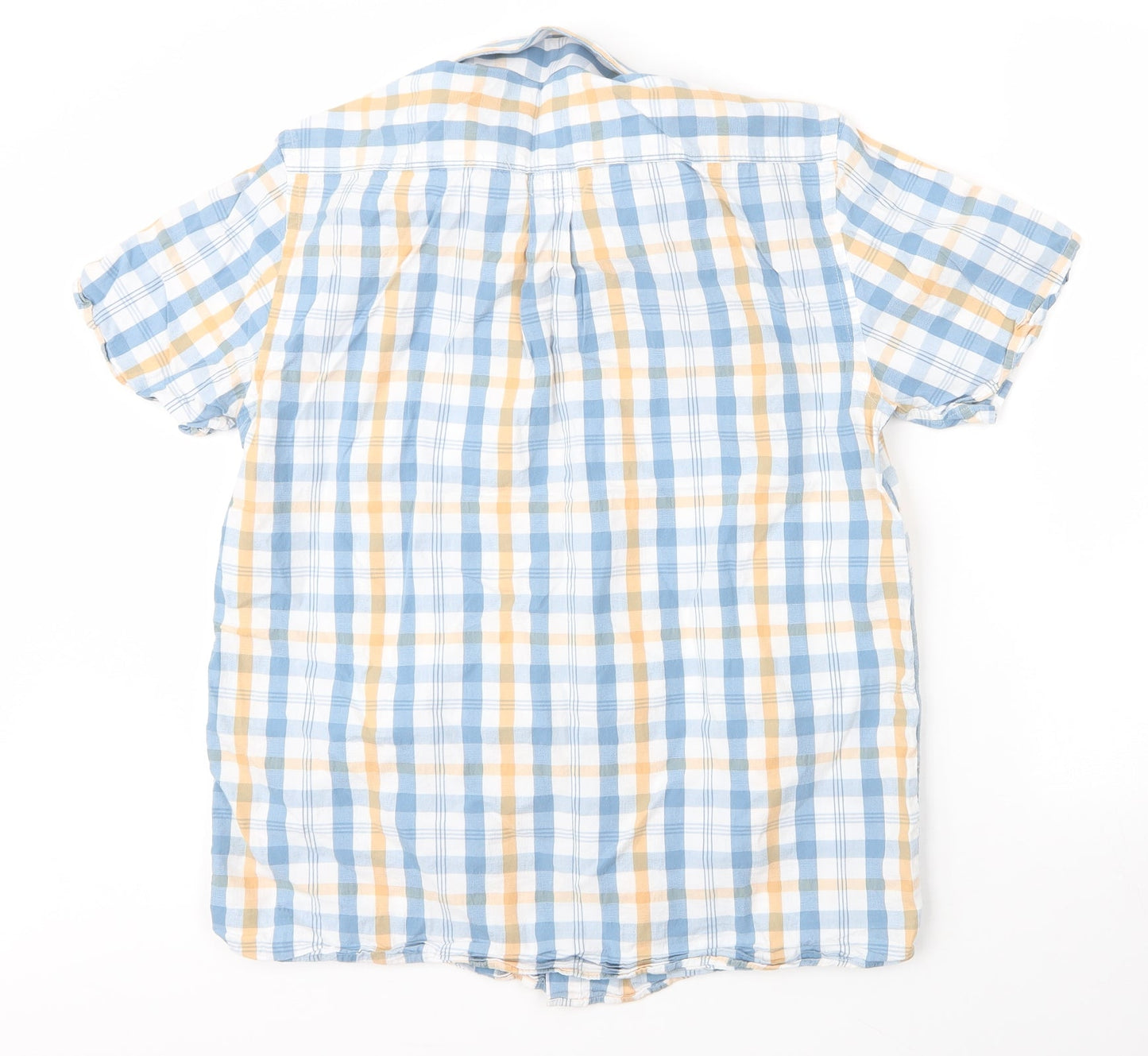 Bar Harbour Mens Blue Check Cotton  Button-Up Size M Collared Button