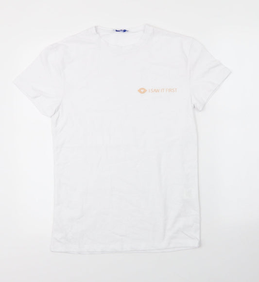 Jetty Womens White  Cotton Basic T-Shirt Size S Round Neck