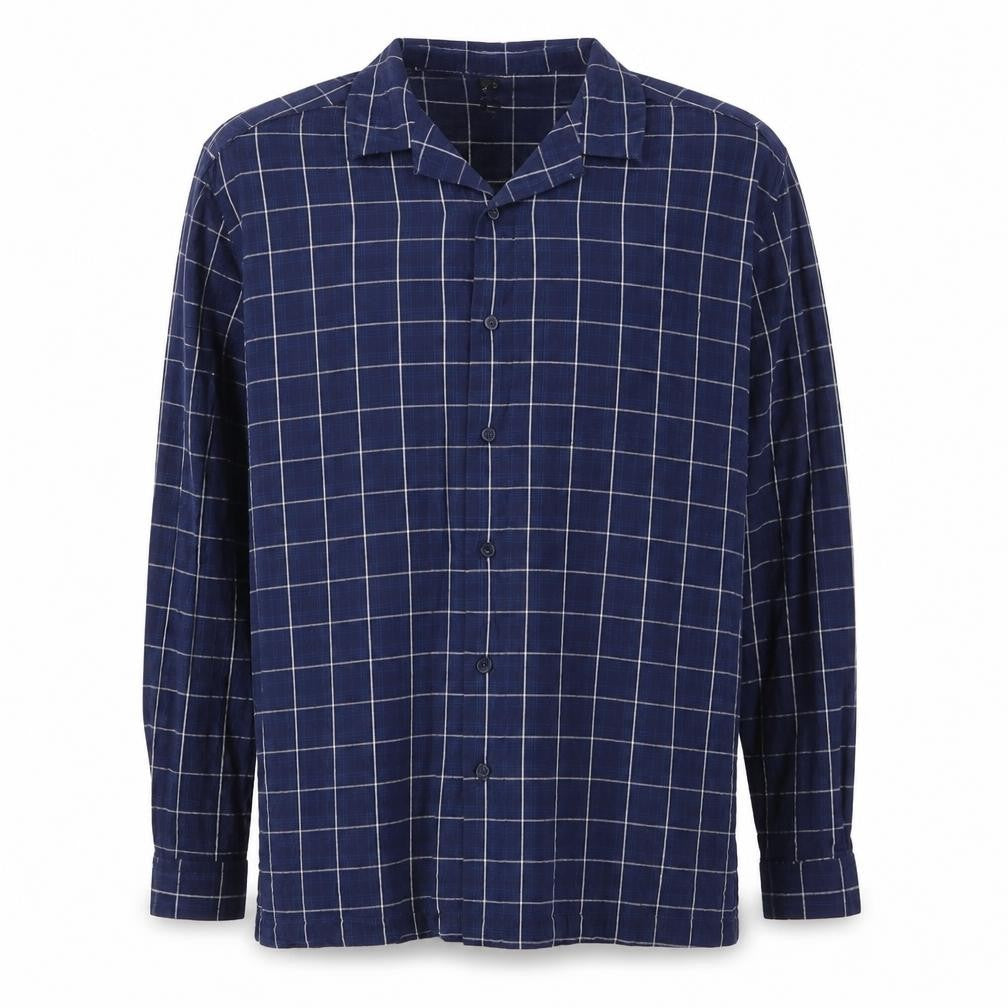 H&M Mens Blue Check Cotton  Button-Up Size M Collared Button