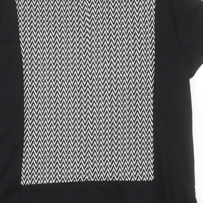Dorothy Perkins Womens Black Geometric Polyester Basic T-Shirt Size 14 Round Neck