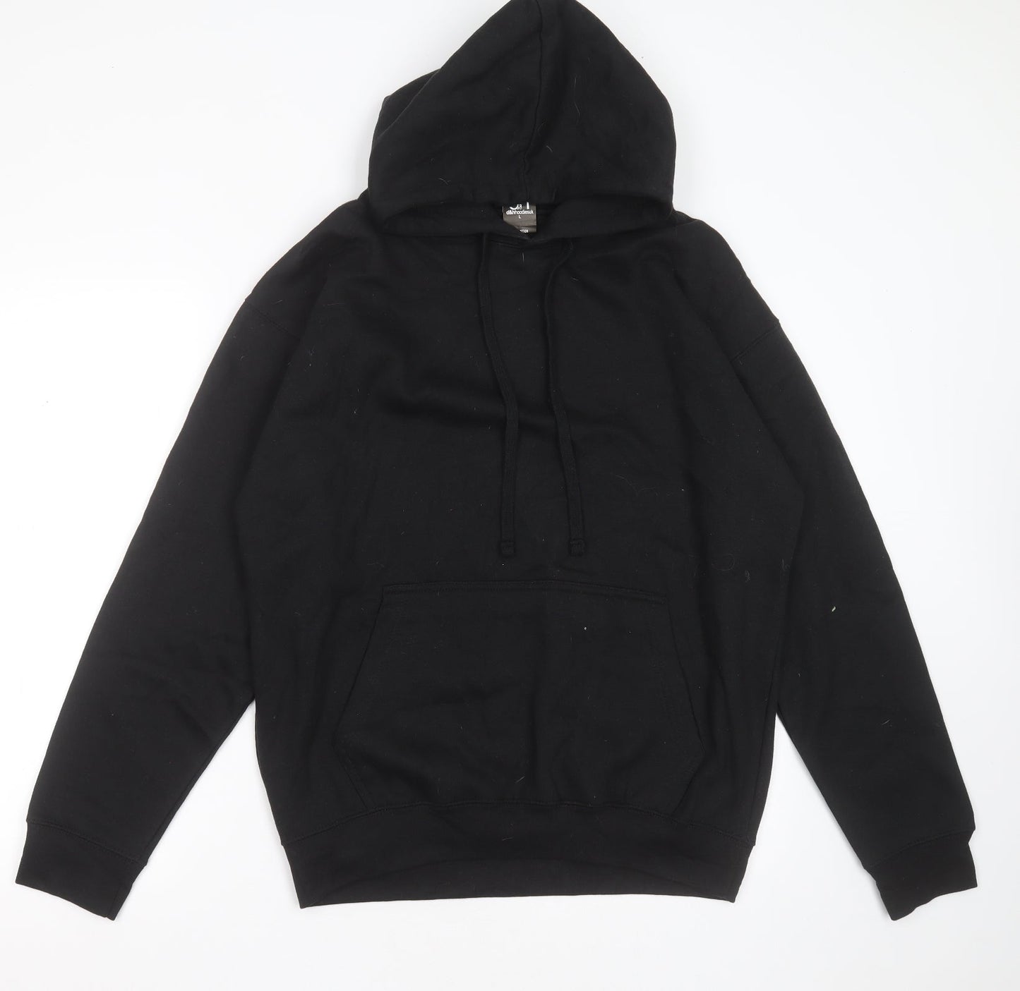 d&h Mens Black Round Neck  Cotton Pullover Jumper Size L