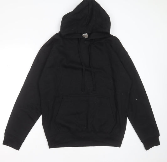 d&h Mens Black Round Neck  Cotton Pullover Jumper Size L