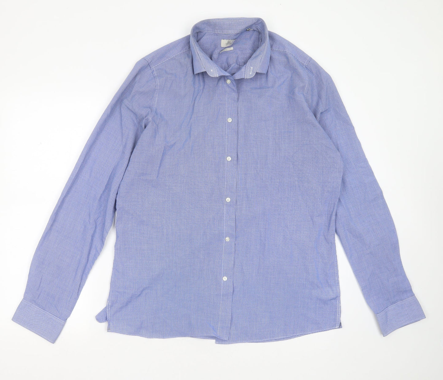 NEXT Mens Blue Check Polyester  Button-Up Size 17 Collared