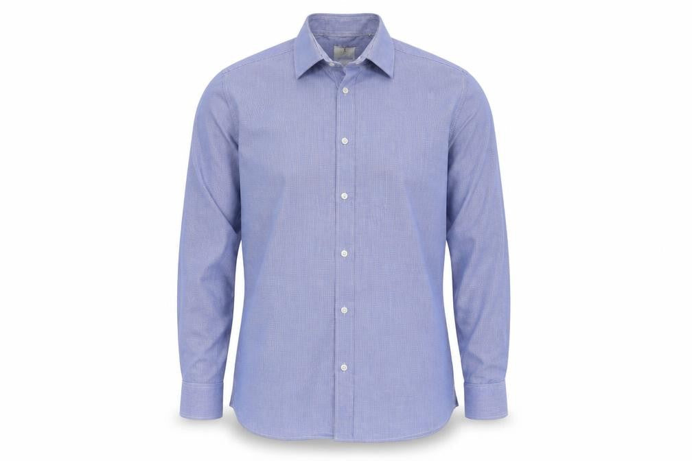 NEXT Mens Blue Check Polyester  Button-Up Size 17 Collared