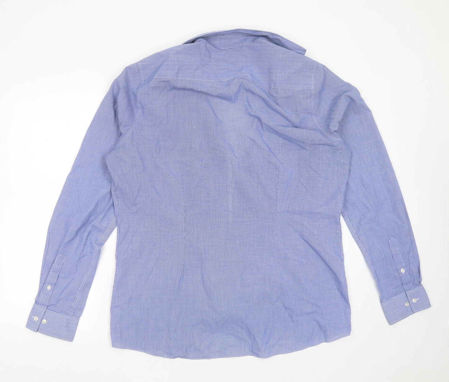 NEXT Mens Blue Check Polyester  Button-Up Size 17 Collared