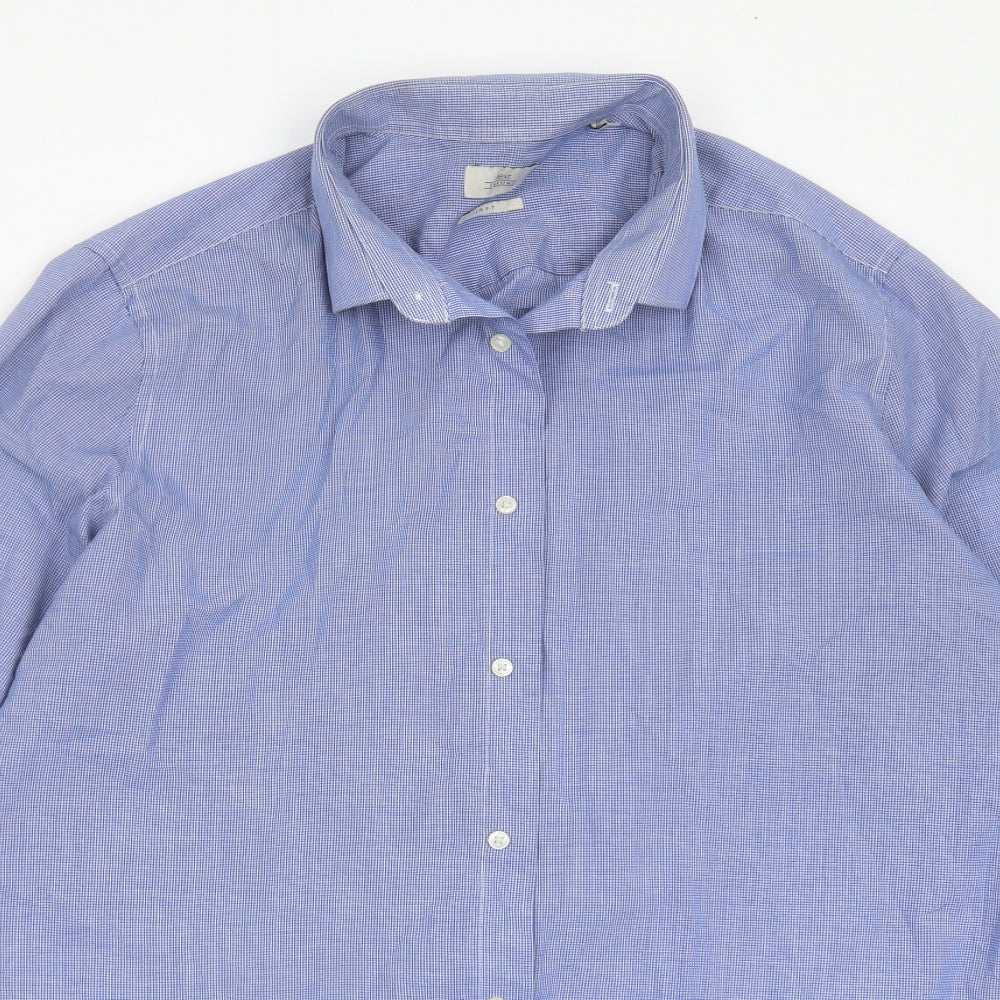 NEXT Mens Blue Check Polyester  Button-Up Size 17 Collared