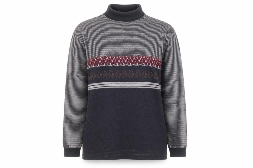 Blue Harbour Womens Grey Roll Neck Geometric Cotton Pullover Jumper Size M